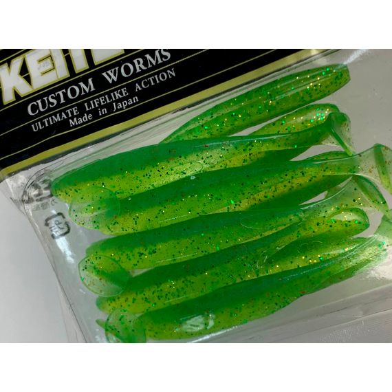 Силікон Keitech Easy Shiner 3" (10 шт/упак), колір:424 lime chartreuse, Довжина силікону: 3" (7.6 см), Колір силікону: 424 Lime Chartreuse, фото , изображение 8