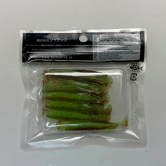 Силикон Keitech Easy Shiner 2" (12 шт/упак) ц:401 greenpumpkinpp.chart, Длина силикона: 2" (5.1 см), Расцветка силикона: 401 Green Pumpkin/Chartreuse, фото , изображение 8
