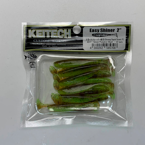 Силикон Keitech Easy Shiner 2" (12 шт/упак) ц:401 greenpumpkinpp.chart, Длина силикона: 2" (5.1 см), Расцветка силикона: 401 Green Pumpkin/Chartreuse, фото , изображение 7