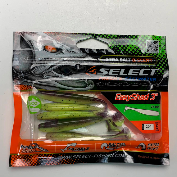 Силікон Select Easy Shad 3" col.201 (5 шт/упак), Довжина силікону: 3" (7.62 см), Колір силікону: 201, фото , изображение 7