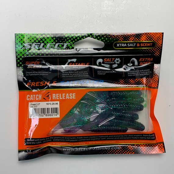 Силікон Select Freek 3.3" col.777 (7 шт/упак), Довжина силікону: 3.3" (8.38 см), Колір силікону: 777, фото , изображение 11