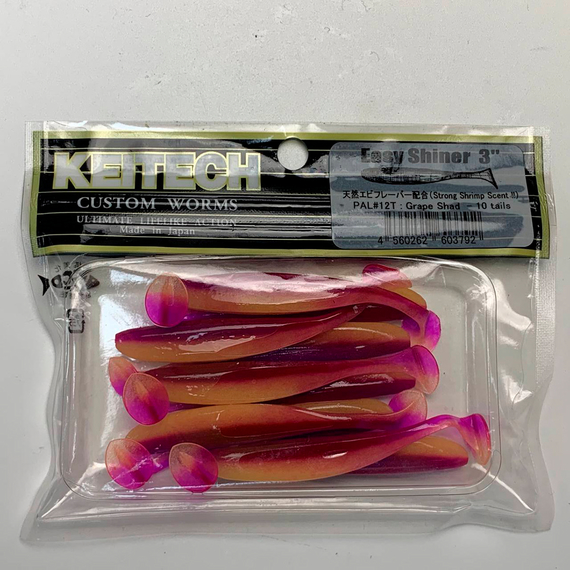 Силікон Keitech Easy Shiner 3" (10 шт/упак), колір:pal#12 grape shad, Довжина силікону: 3" (7.6 см), Колір силікону: PAL#12 Grape Shad, фото , изображение 8