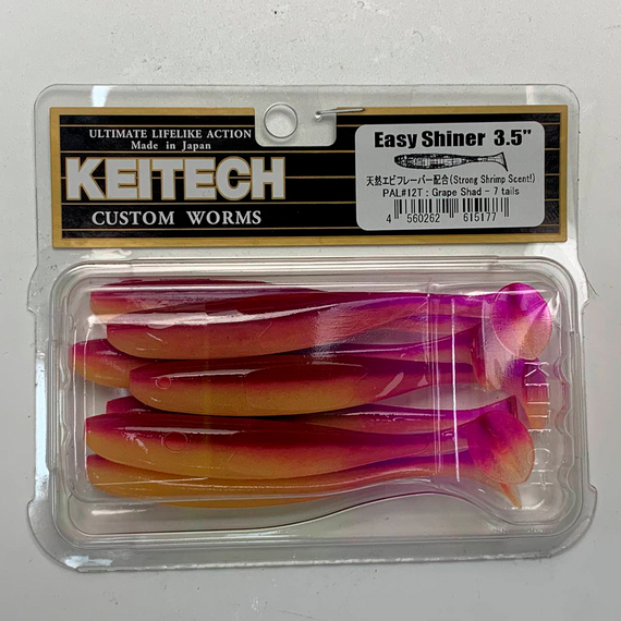 Силікон Keitech Easy Shiner 3.5", колір:pal#12 grape shad, Довжина силікону: 3.5" (8.9 см), Колір силікону: PAL#12 Grape Shad, фото , изображение 7