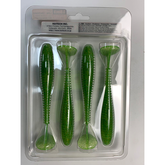 Силікон Keitech Swing Impact FAT 5.8" (4 шт/упак), колір:424 lime chartreuse, Довжина силікону: 5.8" (14.7 см), Колір силікону: 424 Lime Chartreuse, фото , изображение 6