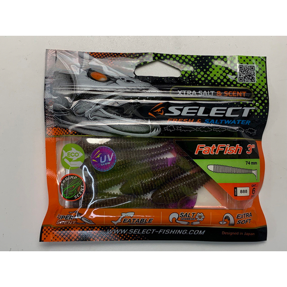 Силікон Select Fatfish 3" col.888 (6 шт/упак), Довжина силікону: 3" (7.62 см), Колір силікону: 888, фото , изображение 10