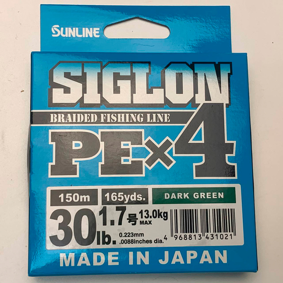 Шнур Sunline Siglon PE х4 150m (темн-зел.) #1.7/0.223mm 30lb/13.0kg, Діаметр: #1.7/0.223mm, Розмотування: 150m, Колір: темно-зеленый, фото , изображение 2