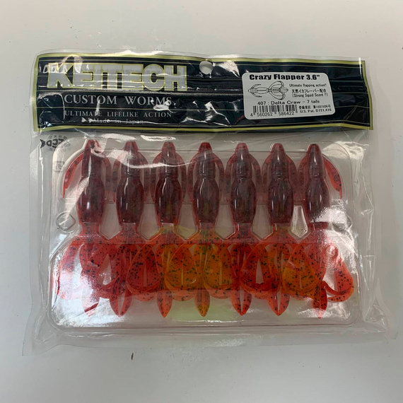 Силікон Keitech Crazy Flapper 3.6" (7 шт/упак), колір: 407 delta craw, Довжина силікону: 3.6" (9.1 см), Колір силікону: 407 Delta Craw, фото , изображение 8