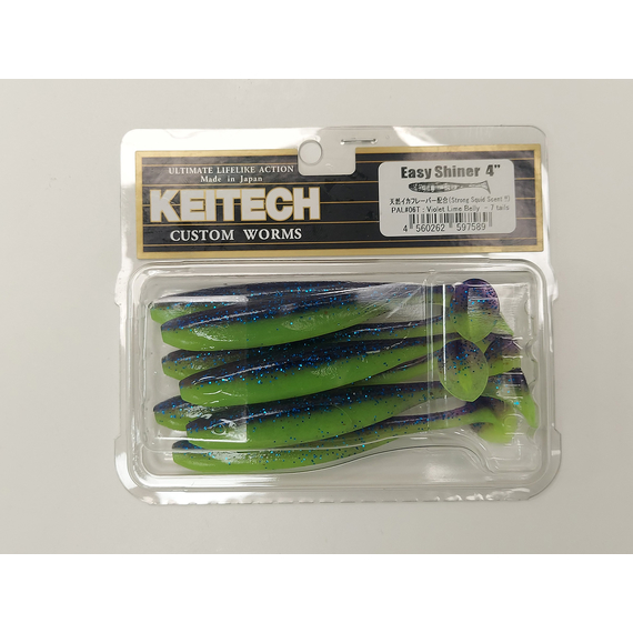 Силікон Keitech Easy Shiner 4" (7 шт/упак), колір:pal#06 violet lime berry, Довжина силікону: 4" (10.2 см), Колір силікону: PAL#06 Violet Lime Berry, фото , изображение 9