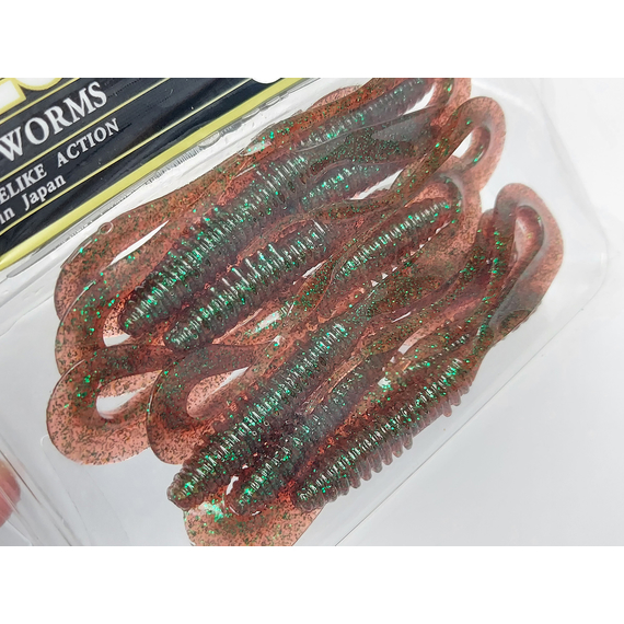 Силікон Keitech Mad Wag Mini 3.5" (10 шт/упак), колір:302 plum green flk., Довжина силікону: 3.5" (8.9 см), Колір силікону: 302 Plum Green Flk., фото , изображение 10