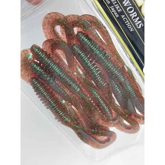 Силікон Keitech Mad Wag Mini 3.5" (10 шт/упак), колір:302 plum green flk., Довжина силікону: 3.5" (8.9 см), Колір силікону: 302 Plum Green Flk., фото , изображение 12