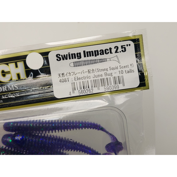 Силікон Keitech Swing Impact 2.5" (10 шт/упак), колір:408 electric june bug, Довжина силікону: 2.5" (6.3 см), Колір силікону: 408 Electric June Bug, фото , изображение 21