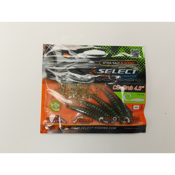 Силікон Select CC-Grub 4.5" col.008 (5 шт/упак), Довжина силікону: 4.5" (11.43 см), Колір силікону: 008, фото , изображение 5