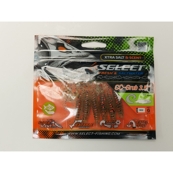 Силікон Select CC-Grub 3.5" col.002 (6 шт/упак), Довжина силікону: 3.5" (8.89 см), Колір силікону: 002, фото , изображение 5