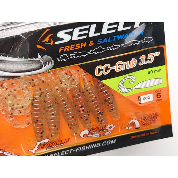 Силікон Select CC-Grub 3.5" col.002 (6 шт/упак), Довжина силікону: 3.5" (8.89 см), Колір силікону: 002, фото , изображение 6