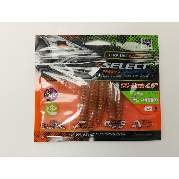 Силікон Select CC-Grub 4.5" col.999 (5 шт/упак), Довжина силікону: 4.5" (11.43 см), Колір силікону: 999, фото , изображение 4