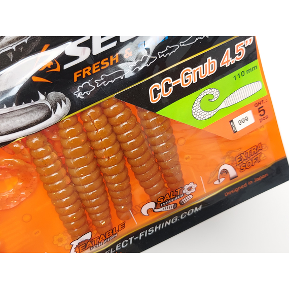 Силікон Select CC-Grub 4.5" col.999 (5 шт/упак), Довжина силікону: 4.5" (11.43 см), Колір силікону: 999, фото , изображение 5