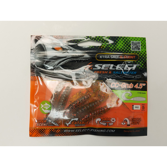 Силікон Select CC-Grub 4.5" col.002 (5 шт/упак), Довжина силікону: 4.5" (11.43 см), Колір силікону: 002, фото , изображение 4