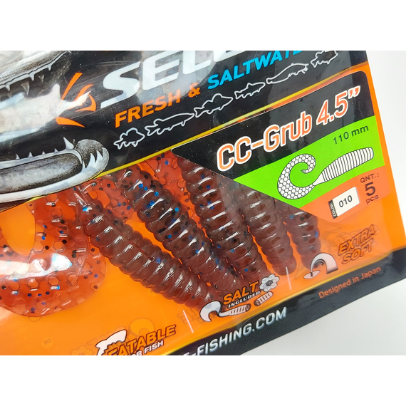 Силикон Select CC-Grub 4.5" col.010 (5 шт/упак), Длина силикона: 4.5" (11.43 см), Расцветка силикона: 010, фото , изображение 3