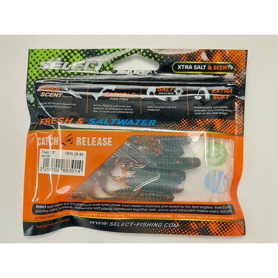 Силикон Select Freek 3.3" col.085 (7 шт/упак), Длина силикона: 3.3" (8.38 см), Расцветка силикона: 085, фото , изображение 10