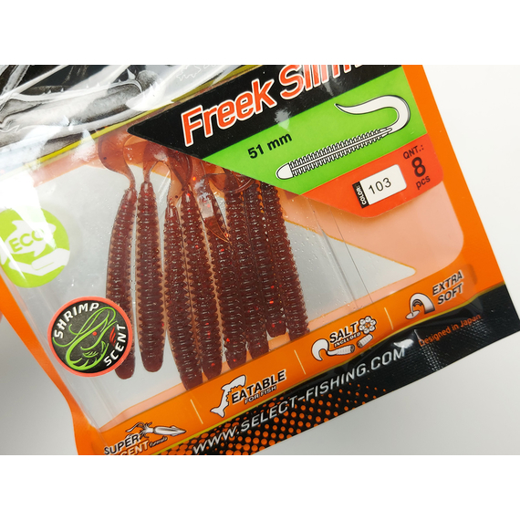 Силікон Select Freek Slim 2" col.103 (8 шт/пак), Довжина силікону: 2" (5.08 см), Колір силікону: 103, фото , изображение 5