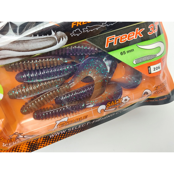 Силикон Select Freek 3.3" col.206 (7 шт/упак), Длина силикона: 3.3" (8.38 см), Расцветка силикона: 206, фото , изображение 11