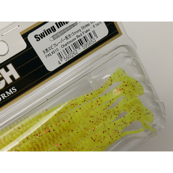 Силікон Keitech Swing Impact 4.5" (6 шт/упак), колір:pal#01 chartreuseredflake, Довжина силікону: 4.5" (11.4 см), Колір силікону: PAL#01 Chartreuse Red Flake, фото , изображение 8