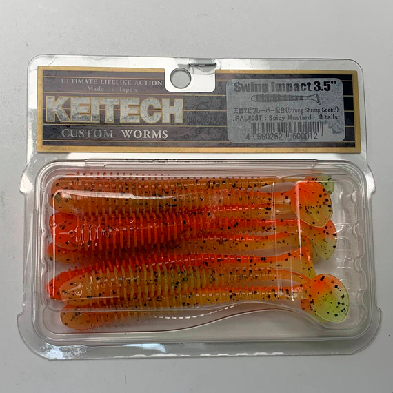 Силікон Keitech Swing Impact 3.5" (8 шт/упак), колір:pal#08 spicy mustard, Довжина силікону: 3.5" (8.9 см), Колір силікону: PAL#08 Spicy Mustad, фото , изображение 5