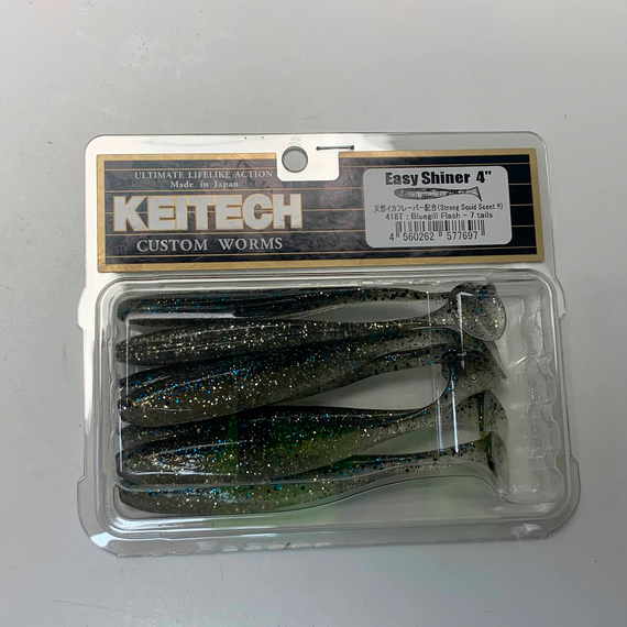Силикон Keitech Easy Shiner 4" (7 шт/упак) ц:418 bluegill flash, Длина силикона: 4" (10.2 см), Расцветка силикона: 418 Bluegill Flash, фото , изображение 7