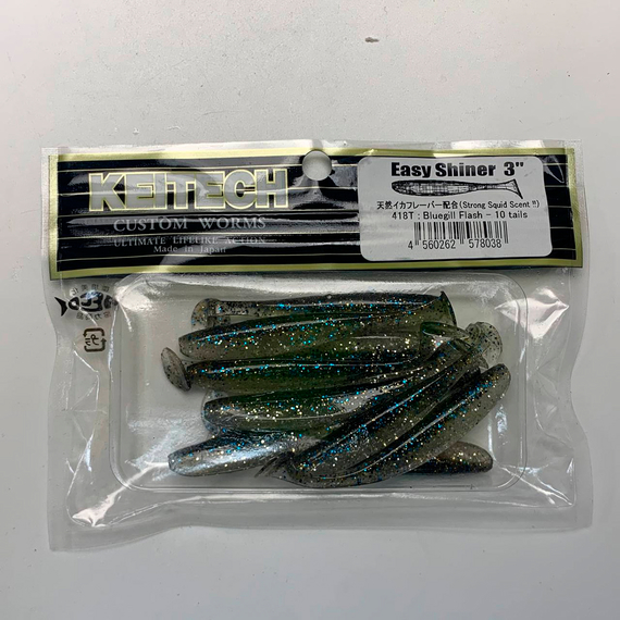 Силикон Keitech Easy Shiner 3" (10 шт/упак) ц:418 bluegill flash, Длина силикона: 3" (7.6 см), Расцветка силикона: 418 Bluegill Flash, фото , изображение 8