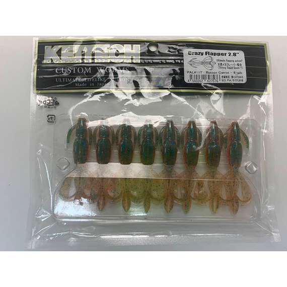 Силікон Keitech Crazy Flapper 2.8" (8 шт/уп), колір: pal#11 rotten carrot, Довжина силікону: 2.8" (7.1 см), Колір силікону: PAL#11 Rotten Carrot, фото , изображение 5