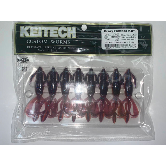Силікон Keitech Crazy Flapper 2.8" (8 шт/уп), колір: pal#09 violet fire, Довжина силікону: 2.8" (7.1 см), Колір силікону: PAL#09 Violet Fire, фото , изображение 5