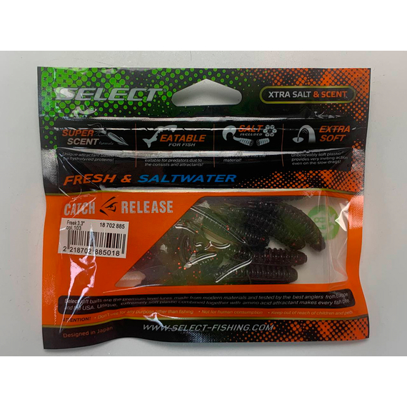 Силикон Select Freek 3.3" col.103 (7 шт/упак), Длина силикона: 3.3" (8.38 см), Расцветка силикона: 103, фото , изображение 8