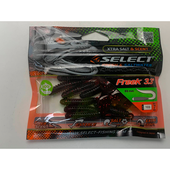 Силикон Select Freek 3.3" col.103 (7 шт/упак), Длина силикона: 3.3" (8.38 см), Расцветка силикона: 103, фото , изображение 7