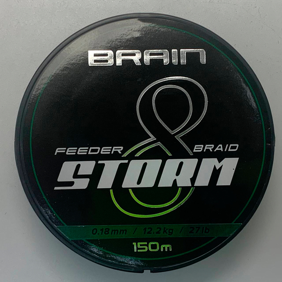 Шнур Brain Storm 8X (green) 150m 0.18mm 27lb/12.2kg, Диаметр: 0.18mm, Выберите цвет: Зелений, фото , изображение 4