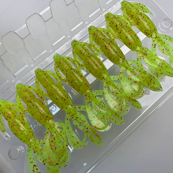 Силікон Keitech Crazy Flapper 2.8" (8 шт/упак), колір: pal#01 chartreuseredflake, Довжина силікону: 2.8" (7.1 см), Колір силікону: PAL#01 Chartreuse Red Flake, фото , изображение 8