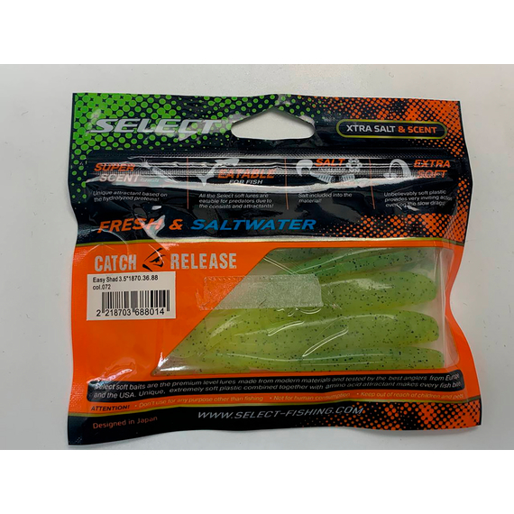 Силикон Select Easy Shad 3.5" col.072 (5 шт/упак), Длина силикона: 3.5" (8.89 см), Расцветка силикона: 072, фото , изображение 12