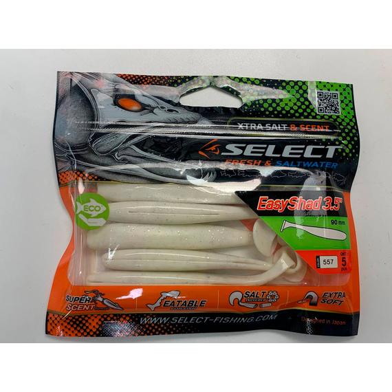 Силікон Select Easy Shad 3.5" #557 — їстівний віброхвіст для судака, щуки та великого окуня (5 шт/упак), Довжина силікону: 3.5" (8.89 см), Колір силікону: 557, фото , изображение 6