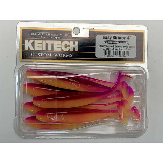 Силікон Keitech Easy Shiner 4" (7 шт/упак), колір:pal#12 grape shad, Довжина силікону: 4" (10.2 см), Колір силікону: PAL#12 Grape Shad, фото , изображение 7
