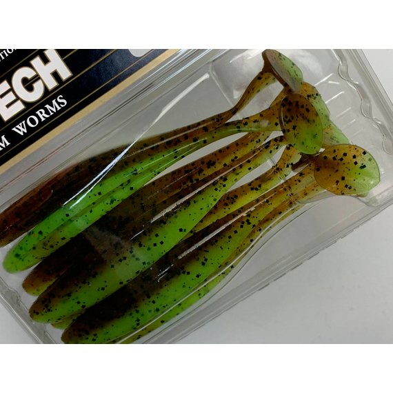 Силикон Keitech Easy Shiner 4" (7 шт/упак) ц:401 greenpumpkinpp.chart, Длина силикона: 4" (10.2 см), Расцветка силикона: 401 Green Pumpkin/Chartreuse, фото , изображение 10