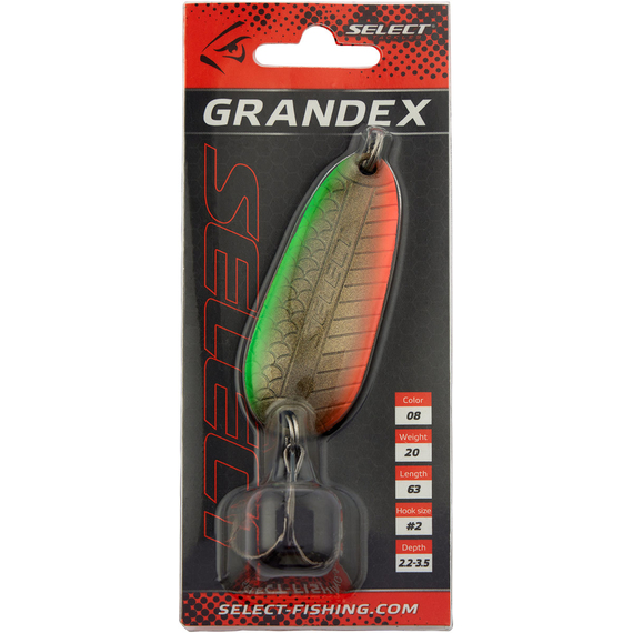 Блешня Select Grandex 20.0g 63mm #08, Вага блешні: 20г, Колір блешні: 08, фото , изображение 2