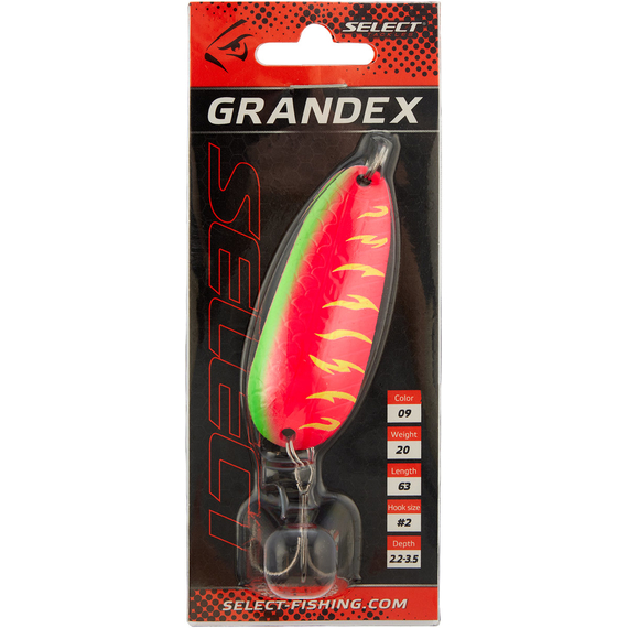Блешня Select Grandex 20.0g 63mm #09, Вага блешні: 20г, Колір блешні: 09, фото , изображение 2