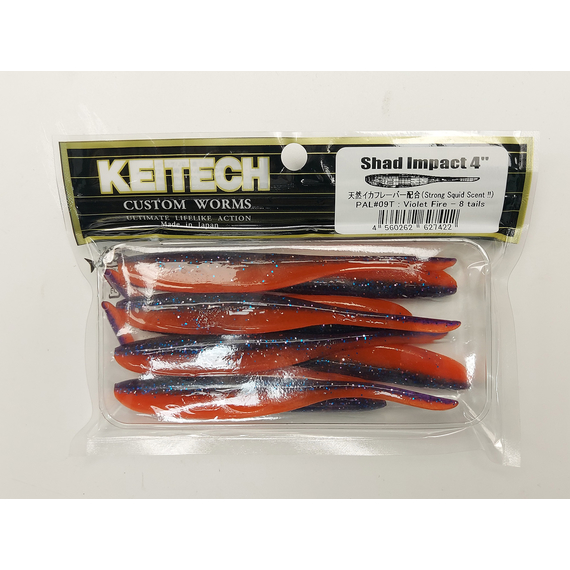 Силікон Keitech Shad Impact 4" (8 шт/упак), колір:pal#09 violet fire, Довжина силікону: 4" (10.2 см), Колір силікону: PAL#09 Violet Fire, фото , изображение 12