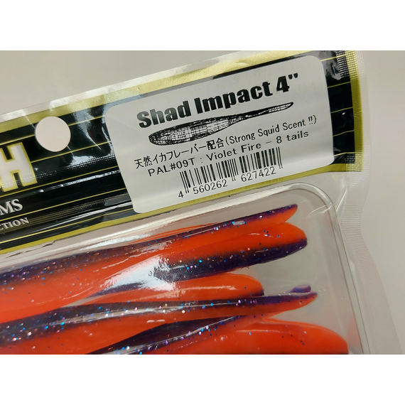 Силікон Keitech Shad Impact 4" (8 шт/упак), колір:pal#09 violet fire, Довжина силікону: 4" (10.2 см), Колір силікону: PAL#09 Violet Fire, фото , изображение 10