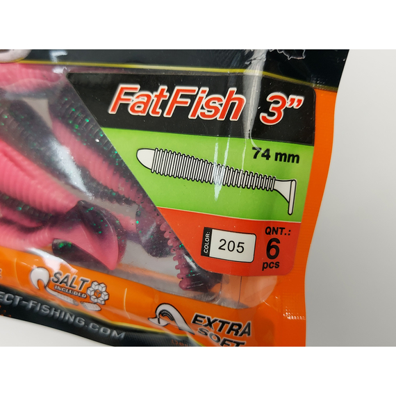 Силікон Select Fatfish 3" col.205 (6 шт/упак), Довжина силікону: 3" (7.62 см), Колір силікону: 205, фото , изображение 10