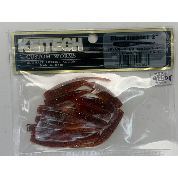 Силикон Keitech Shad Impact 2" (12 шт/упак) ц:ea#01 orange pepper, Длина силикона: 2" (5.1 см), Расцветка силикона: EA#01 Orange Pepper, фото , изображение 6