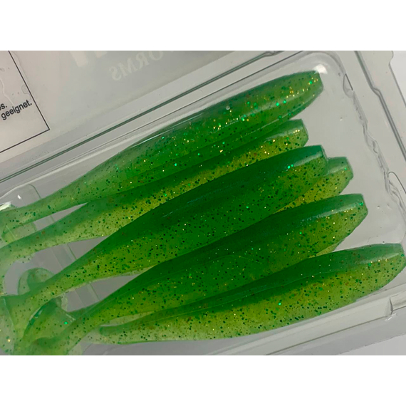 Силікон Keitech Easy Shiner 4" (7 шт/упак), колір:424 lime chartreuse, Довжина силікону: 4" (10.2 см), Колір силікону: 424 Lime Chartreuse, фото , изображение 17