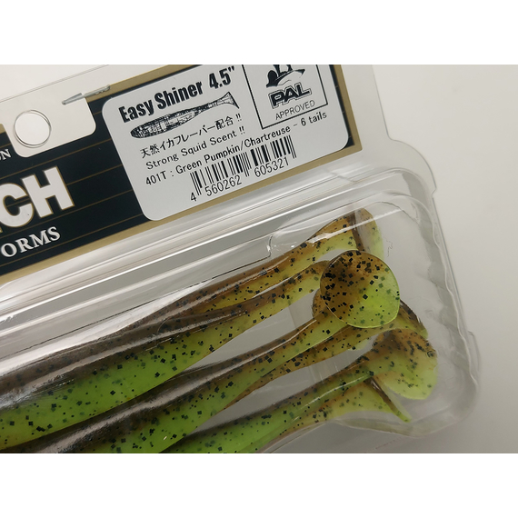 Силікон Keitech Easy Shiner 4.5" (6 шт/упак), колір:401 greenpumpkinpp.chart, Довжина силікону: 4.5" (11.4 см), Колір силікону: 401 GreenPumpkinPP.Chart, фото , изображение 9
