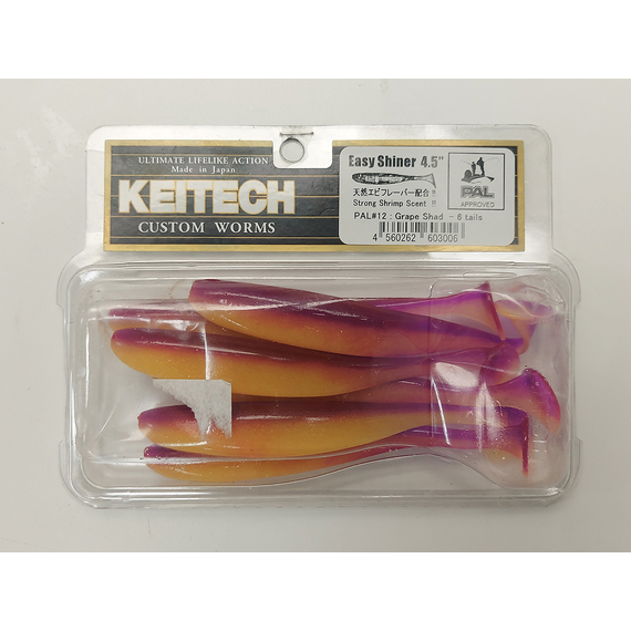Силікон Keitech Easy Shiner 4.5" (6 шт/упак), колір:pal#12 grape shad, Довжина силікону: 4.5" (11.4 см), Колір силікону: PAL#12 Grape Shad, фото , изображение 7