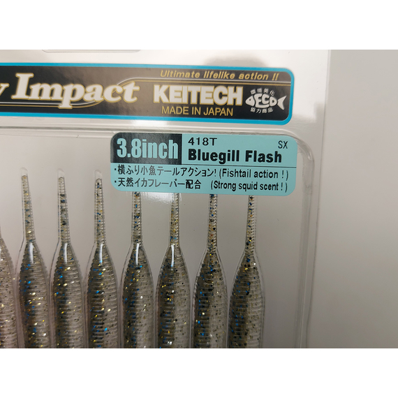Силікон Keitech Sexy Impact 3.8" (10 шт/упак), колір:418 bluegill flash, Довжина силікону: 3.8" (9.7 см), Колір силікону: 418 Bluegill Flash, фото , изображение 6