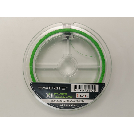 Шнур Favorite X1 4x 150m (l.green) #1.5/0.205mm 25lb/11.4kg, Диаметр: #1.5/0.205mm, Выберите цвет: салатовый, фото , изображение 6